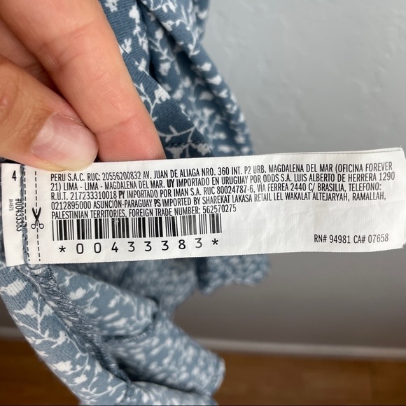 Forever 21 Floral Printed Strapless Ruffle Mini Dress in‎ Blue Faux Wrap Front M - Picture 8 of 8